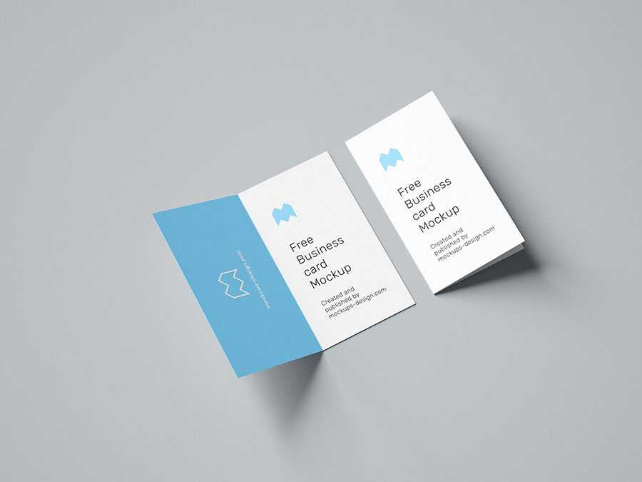 Free Portrait Folded Business Card Mockups PSD