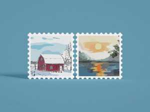 Free Postage Stamp Mockup PSD