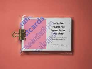 Free Postcard Mockup Inside Plastic Cover Mockup PSD