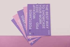 Free Postcards on Floor Mockup