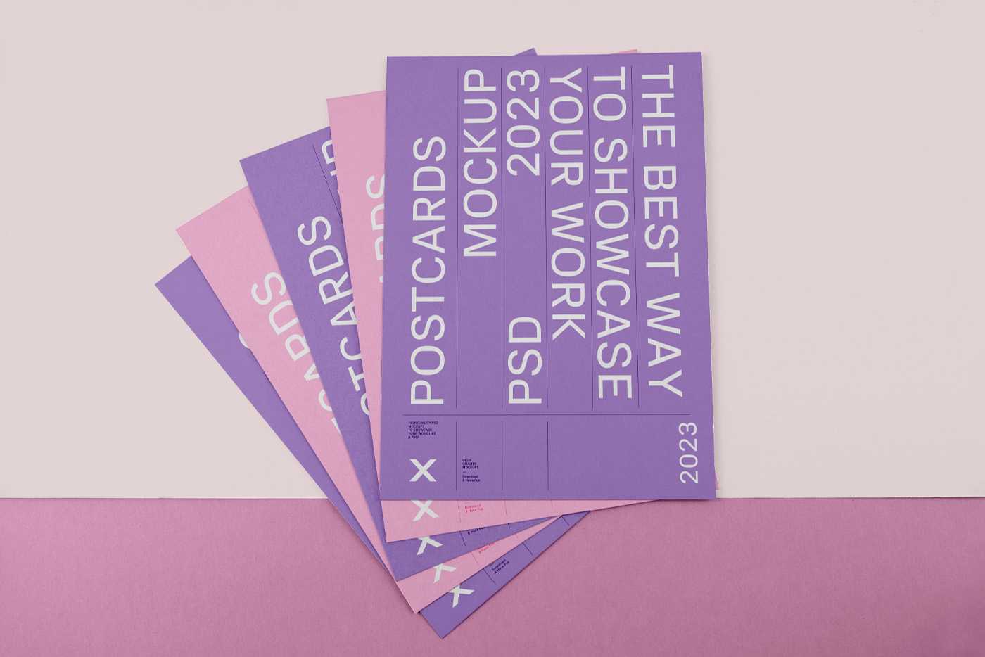 Free Postcards on Floor Mockup