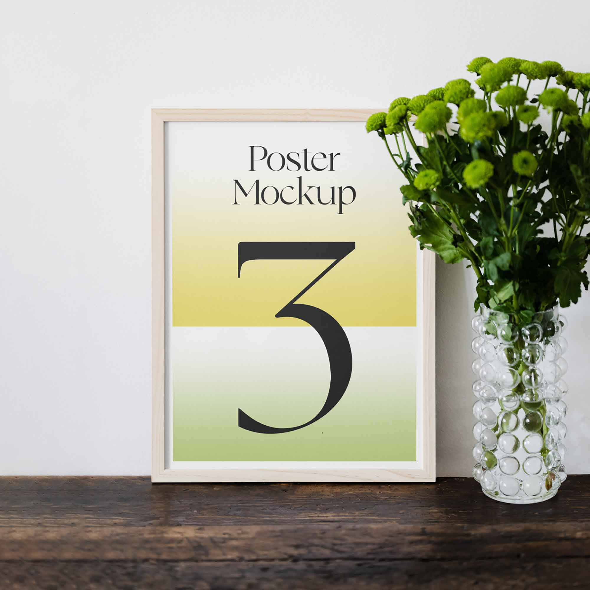 Free Poster Frame Against Wall Mockup PSD