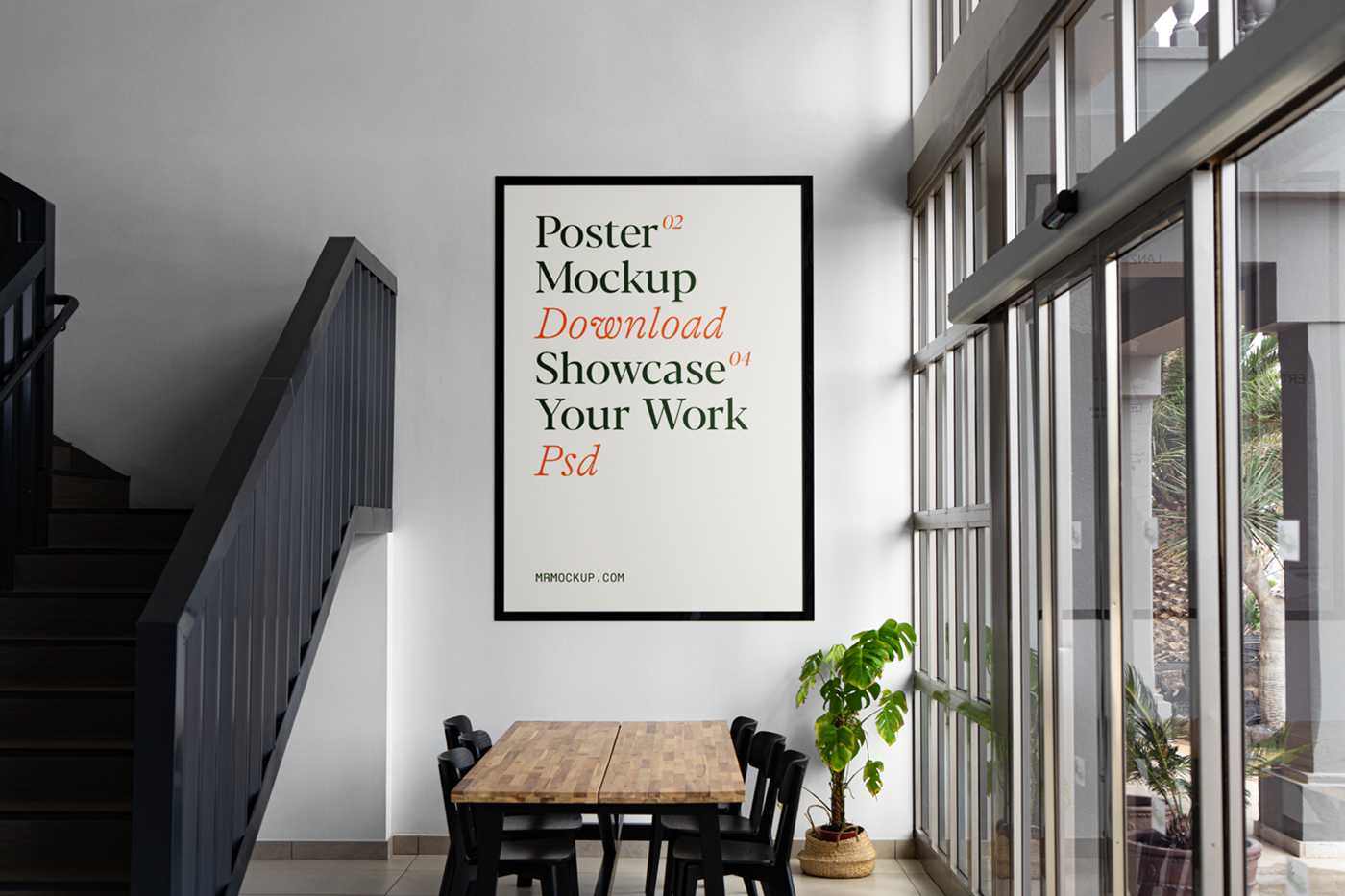 Free Poster in Living Room on Wall Mockup