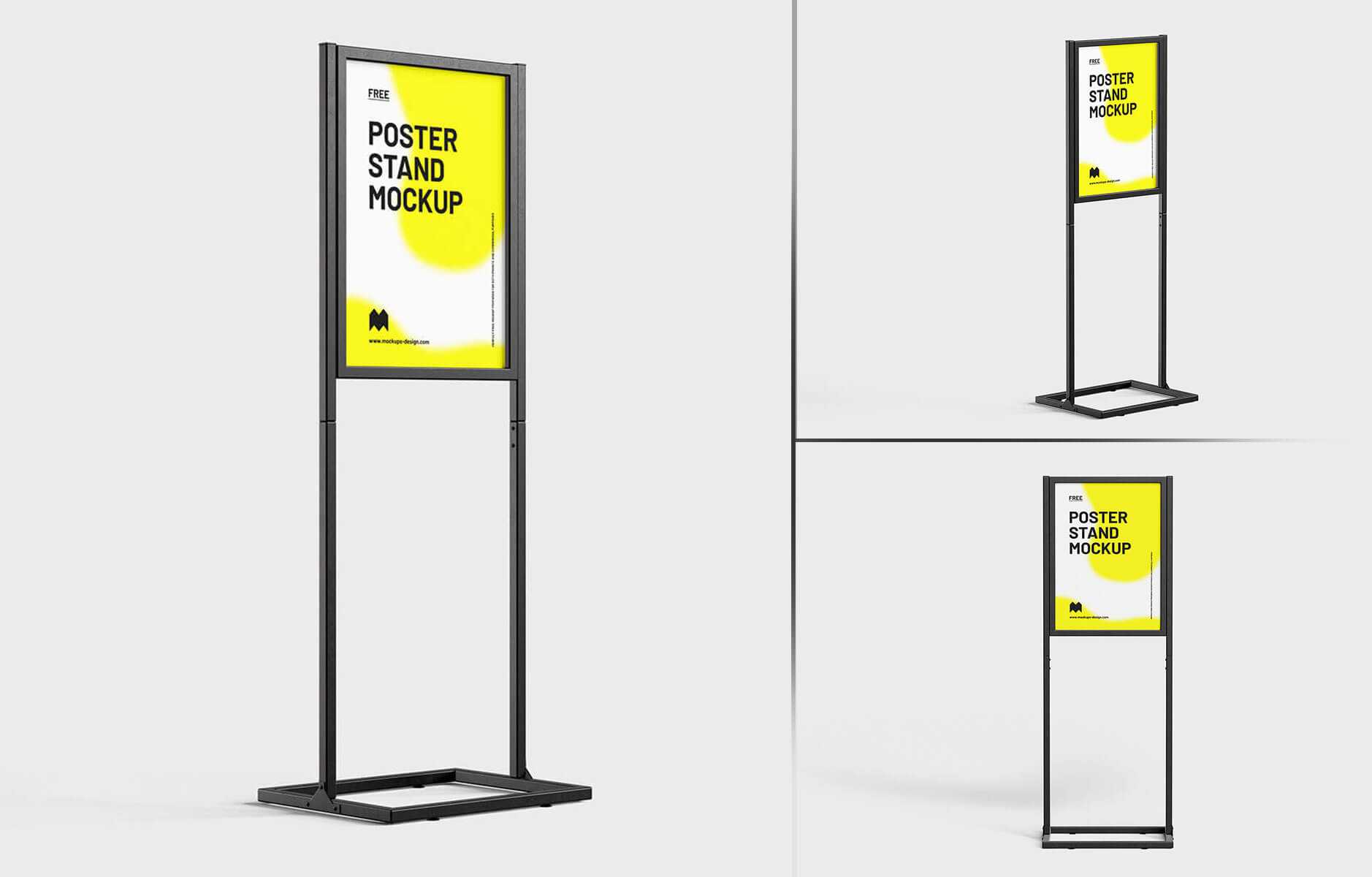 Free Poster Metal Frame Stand Sigboard Mockup PSD set