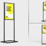 Free Poster Metal Frame Stand Sigboard Mockup PSD set