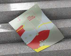 Free Poster Mockup PSD | Paper On Stair - Free PSD Mockups | PsFiles