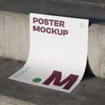 Free Poster on a Concrete Stairs Mockup