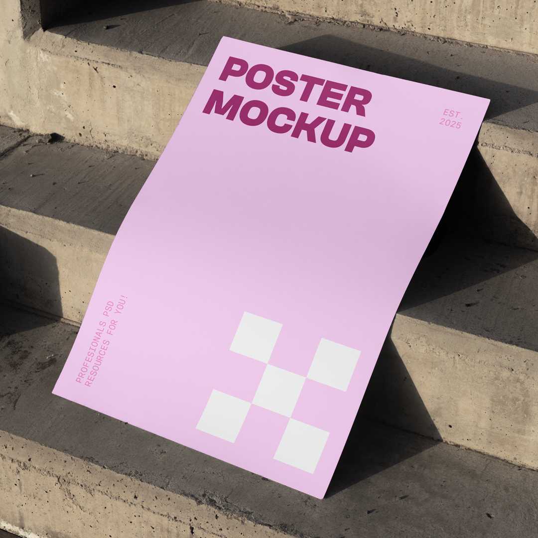 Free Poster on a Stairs Mockup