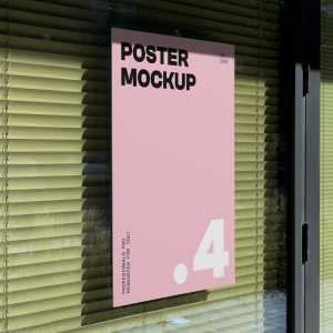 Free Poster on a Window Mockup