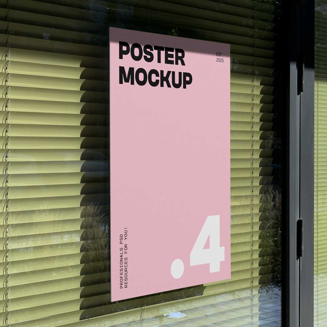 Free Poster on a Window Mockup