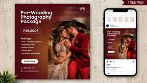 Free Pre-Wedding Photography Social Media Post PSD Template