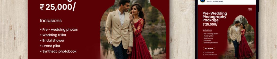 Free Pre-Wedding Photography Social Media Post PSD Template