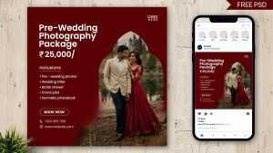 Free Pre-Wedding Photography Social Media Post PSD Template