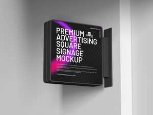 Free Premium Advertising Square Logo Signage Mockup