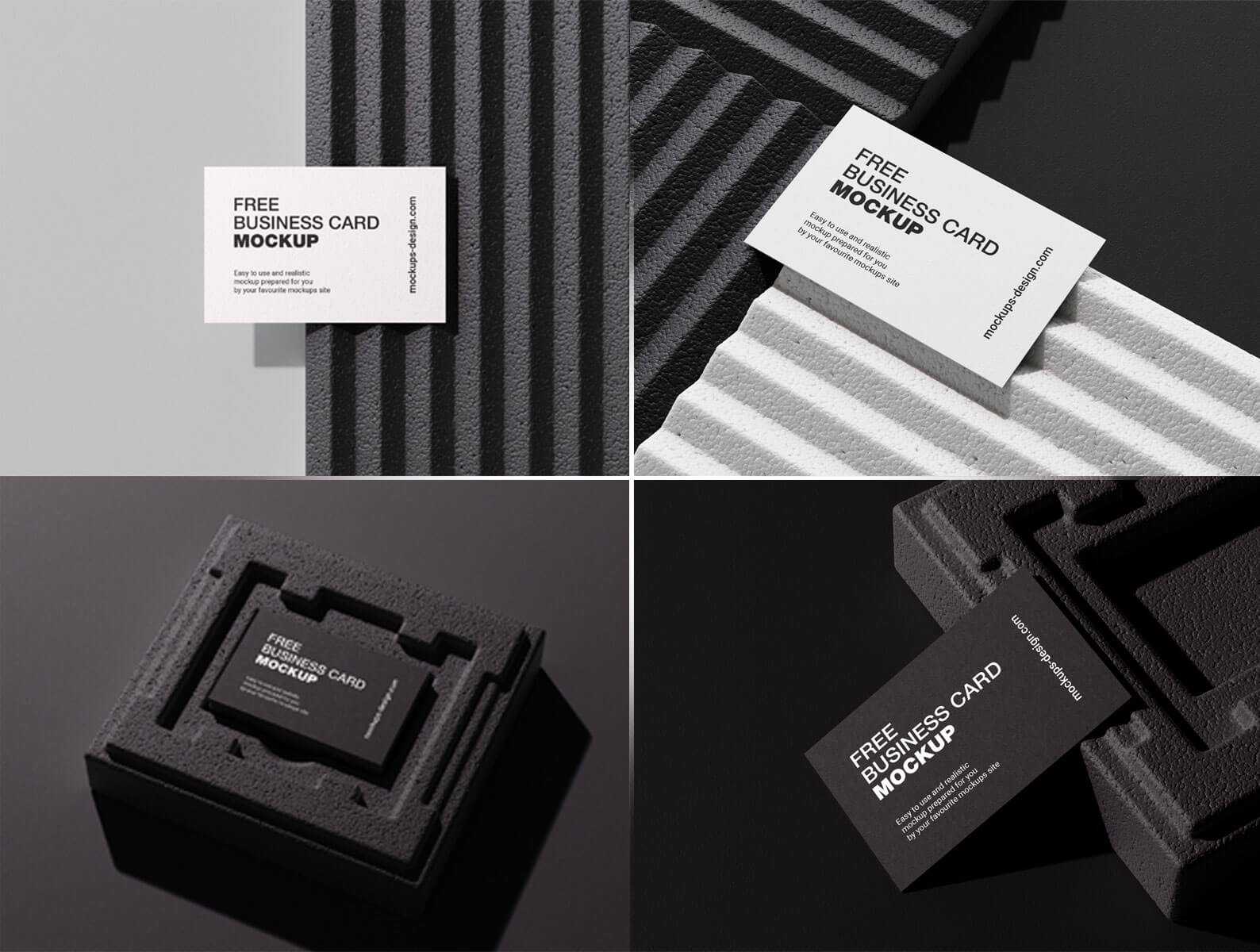 Free Premium Quality Business Cards Mockups PSD On Styrofoam