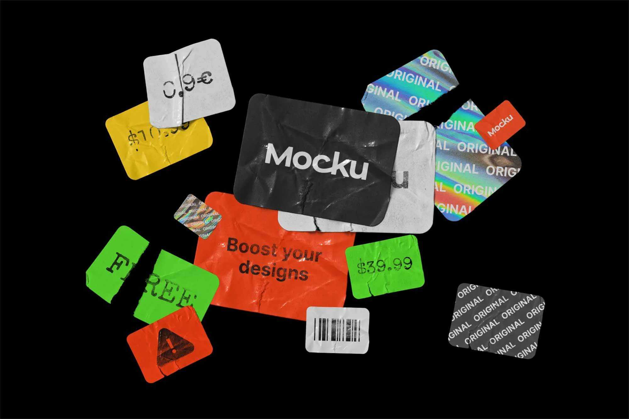 Free Pricing Sticker Mockups Pack PSD files