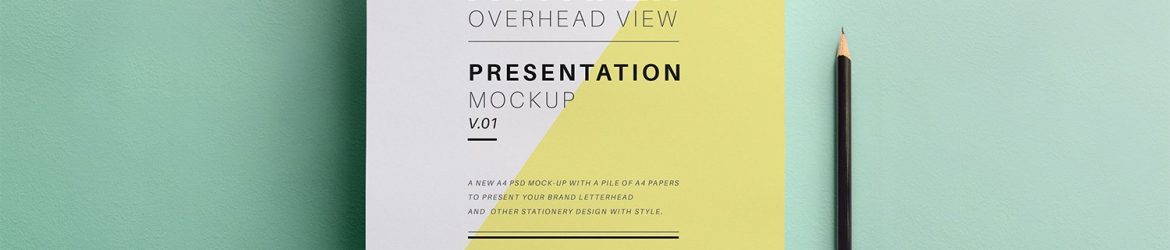 Free PSD A4 Overhead Paper Mock-Up
