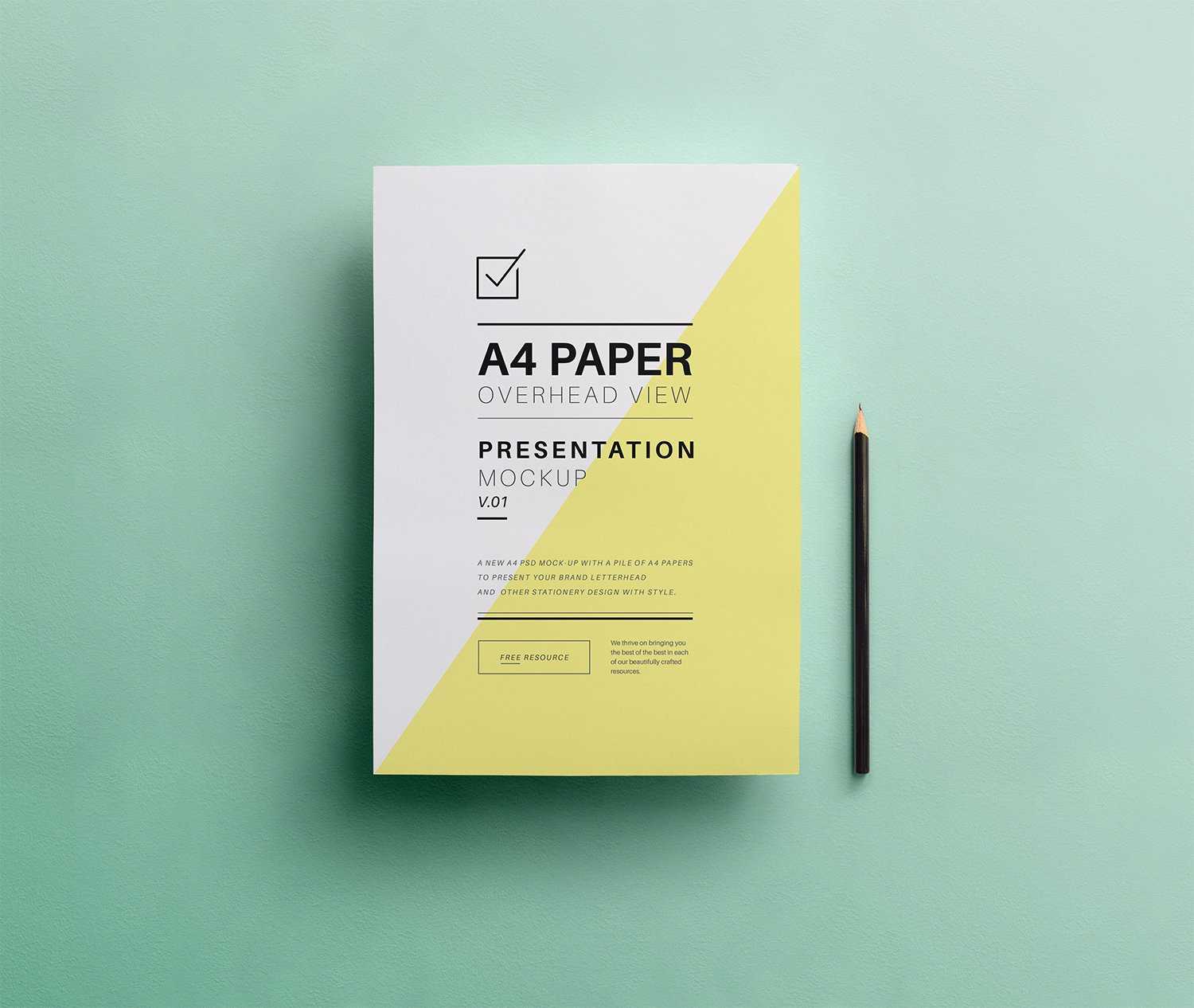 Free PSD A4 Overhead Paper Mock-Up