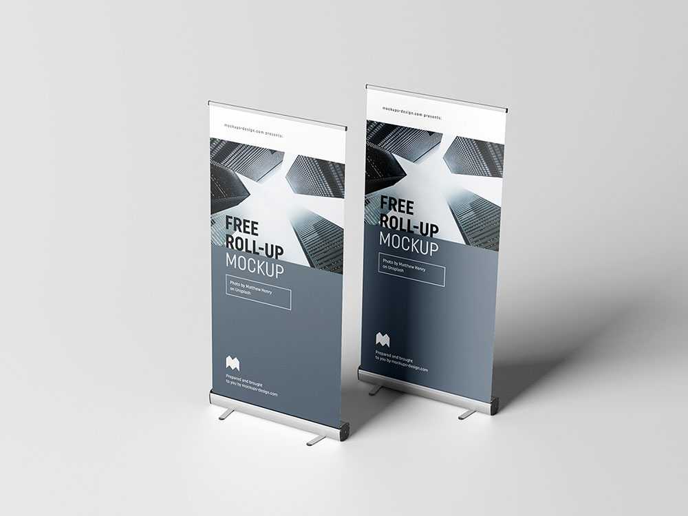 Free PSD Banner Roll-Up Stand Mockup PSD