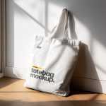 Free PSD Canvas Bag Mockup Beside Window Indoor