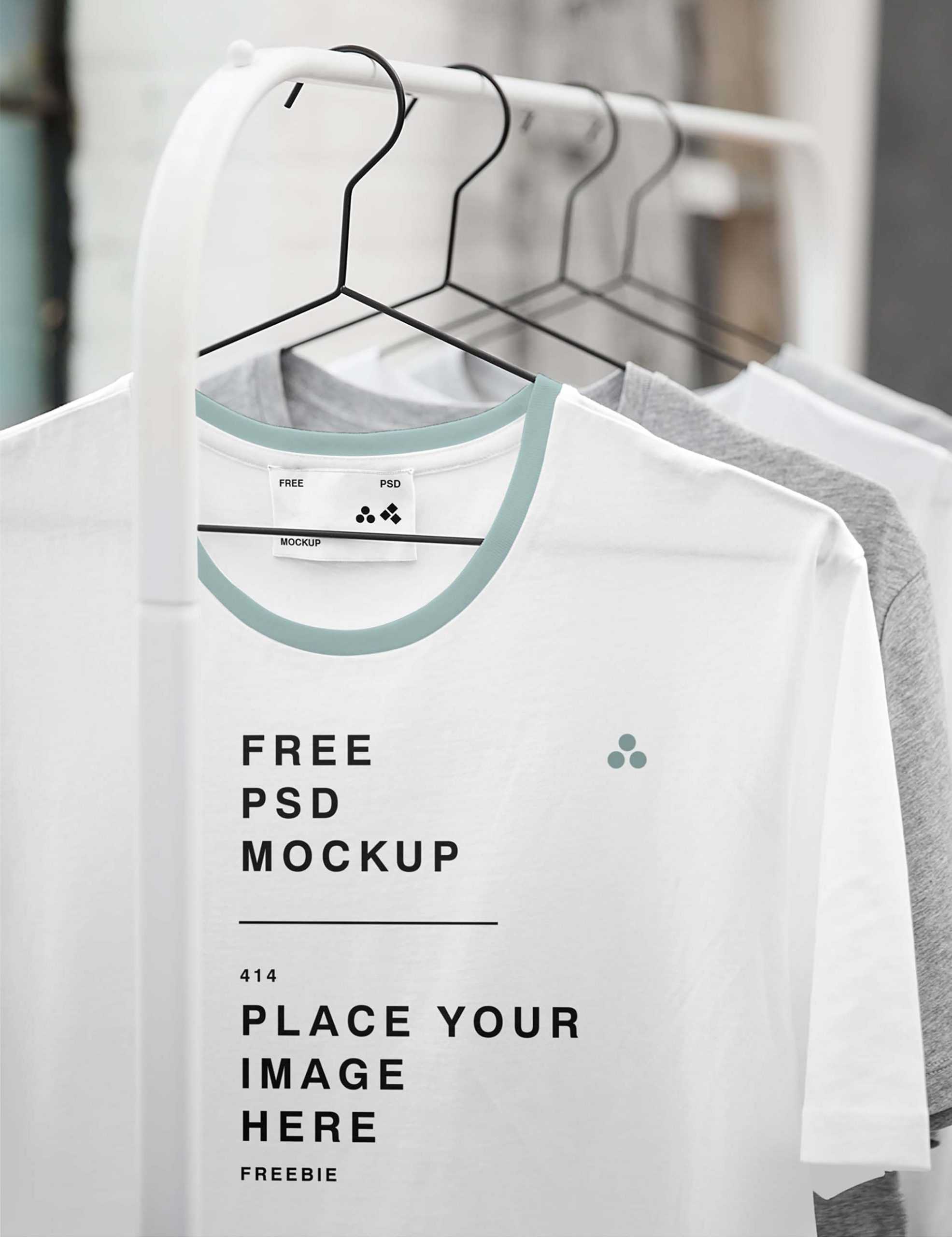 Free PSD Clothing Store Hanged T-Shirt Mockup