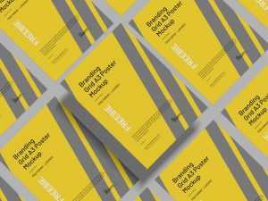 Free PSD Free Grid A3 Paper Flyer / Poster Mockup PSD