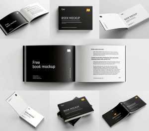 Free PSD Free Landscape Book Mockups PSD set