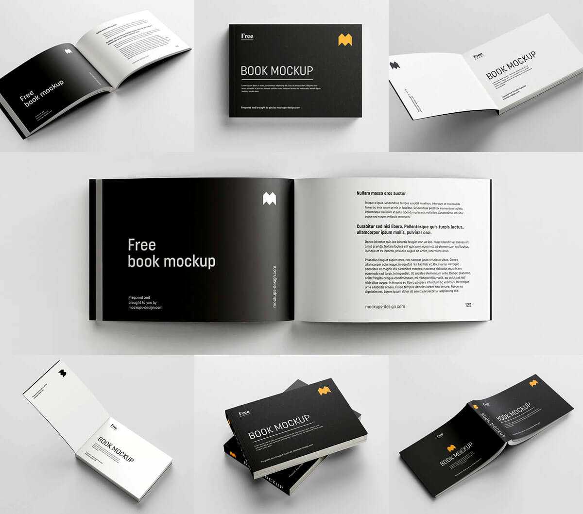 Free PSD Free Landscape Book Mockups PSD set
