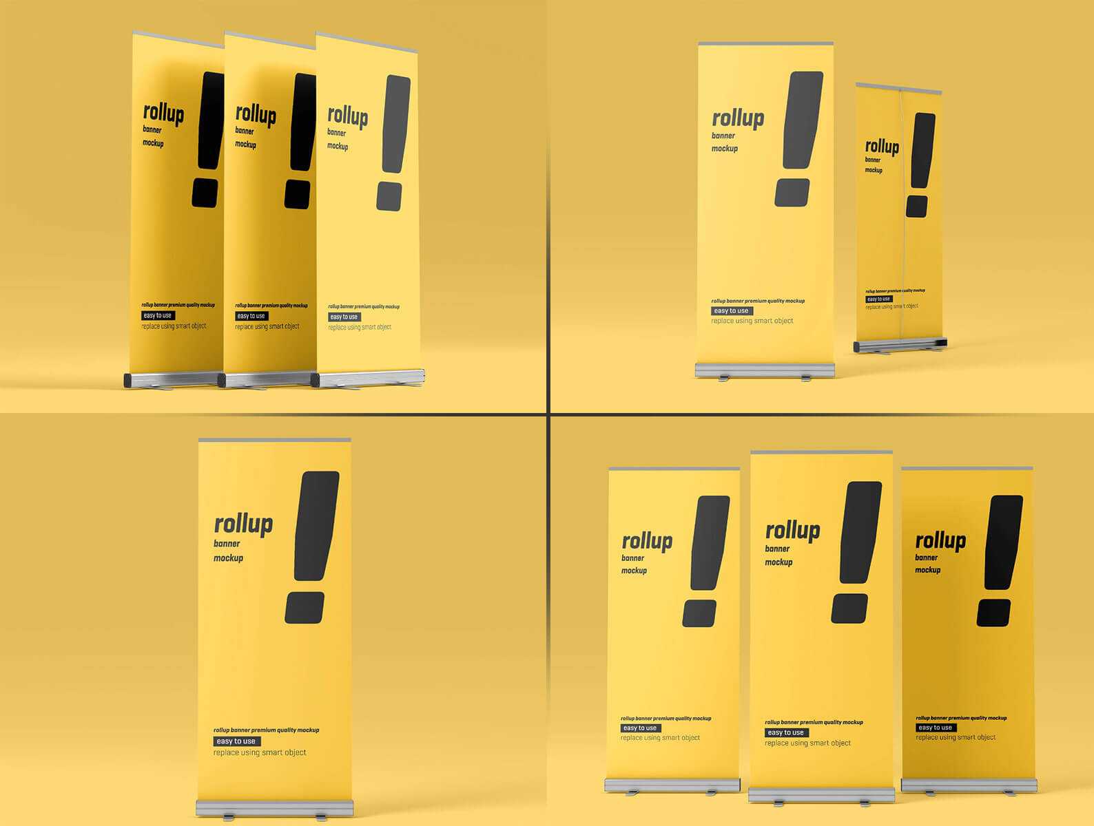 Free PSD Free Rollup Stand Banner Mockups PSD set