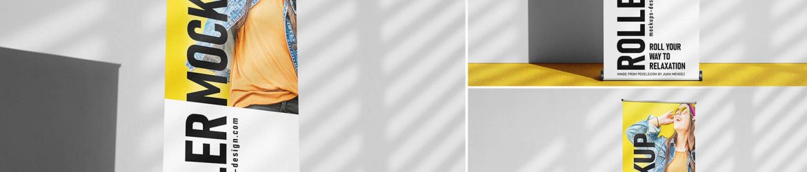 Free PSD Free Tall Roller Banner Mockup PSD set