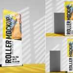 Free PSD Free Tall Roller Banner Mockup PSD set