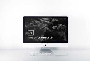 Free PSD iMac with Keyboard Mockup