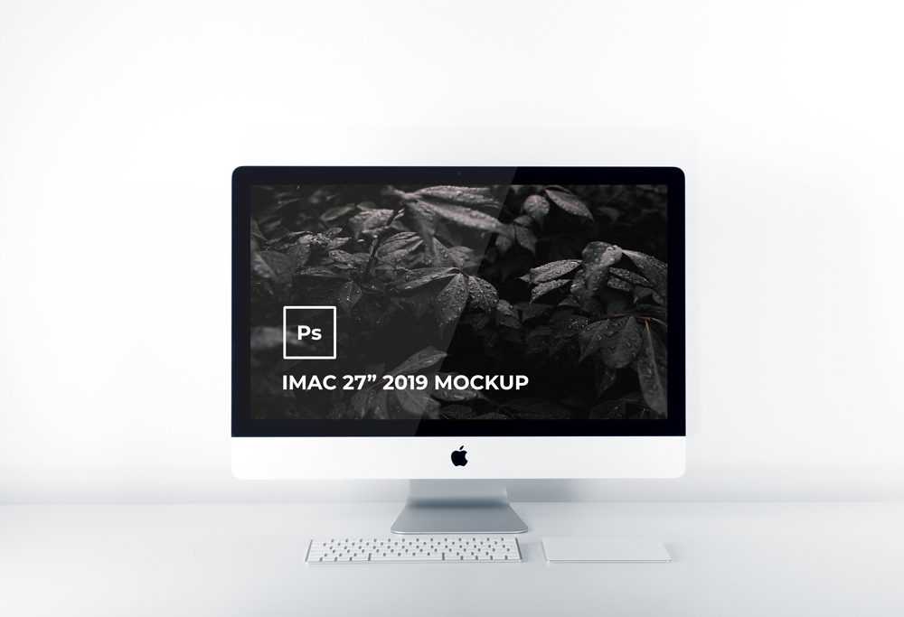 Free PSD iMac with Keyboard Mockup