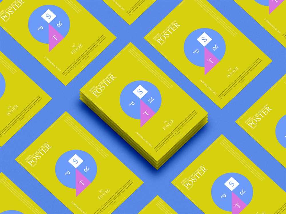 Free PSD Isometric/Grid Poster Mockup PSD