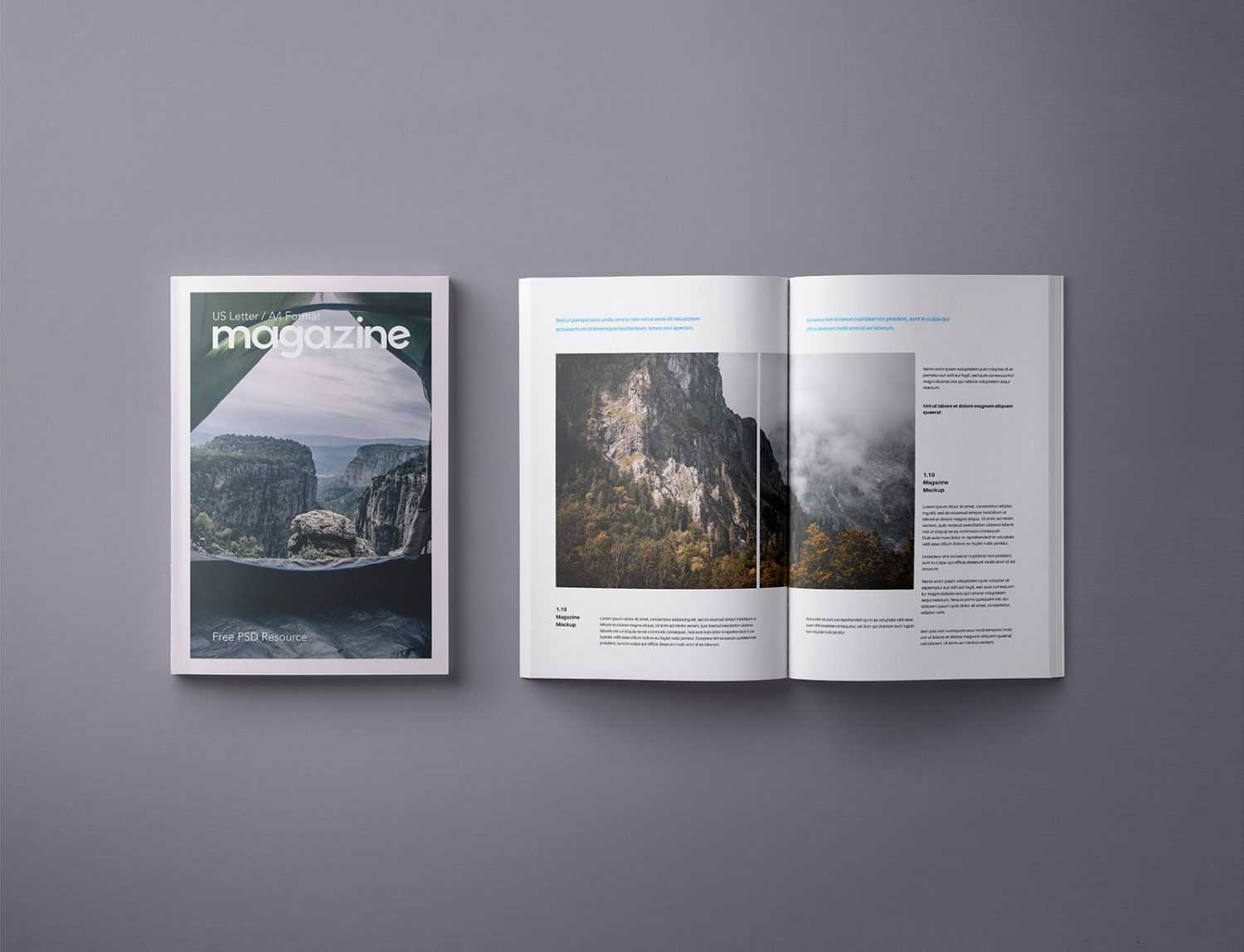 Free PSD Magazine Mockup Template US A4