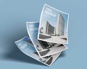 Free PSD Page Curled Flyer Free Mockup PSD Set