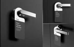 Free PSD set Door Hanger Mockups with Handle