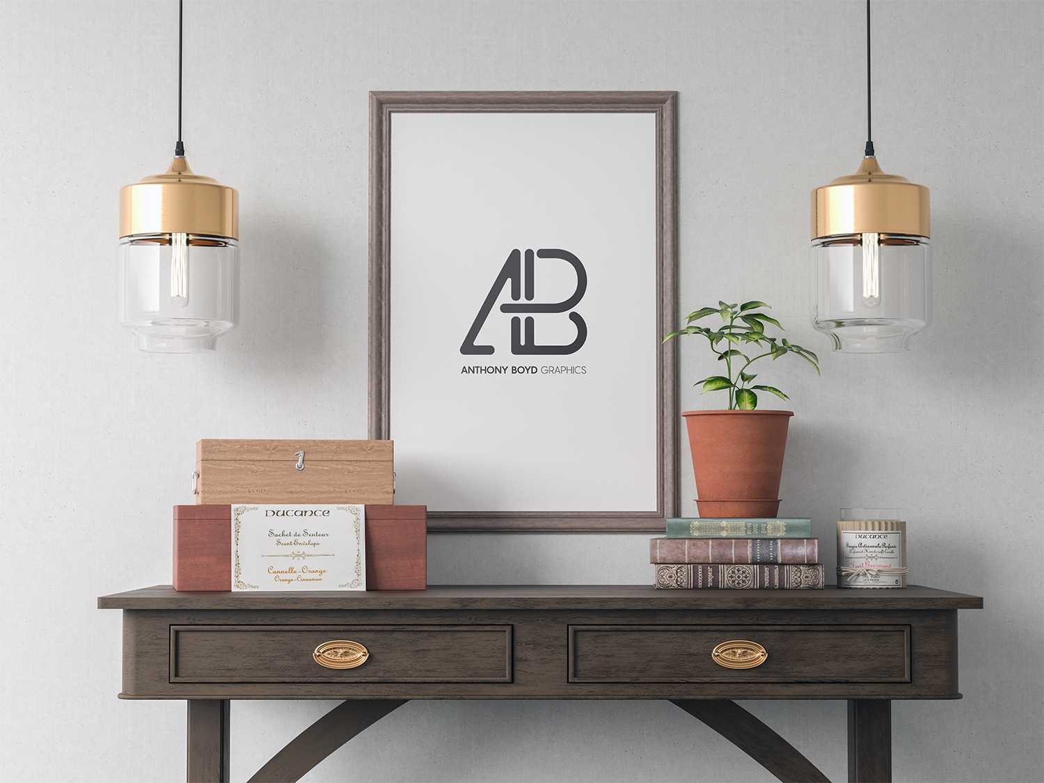 Free PSD Vintage Photo Frame Mockup