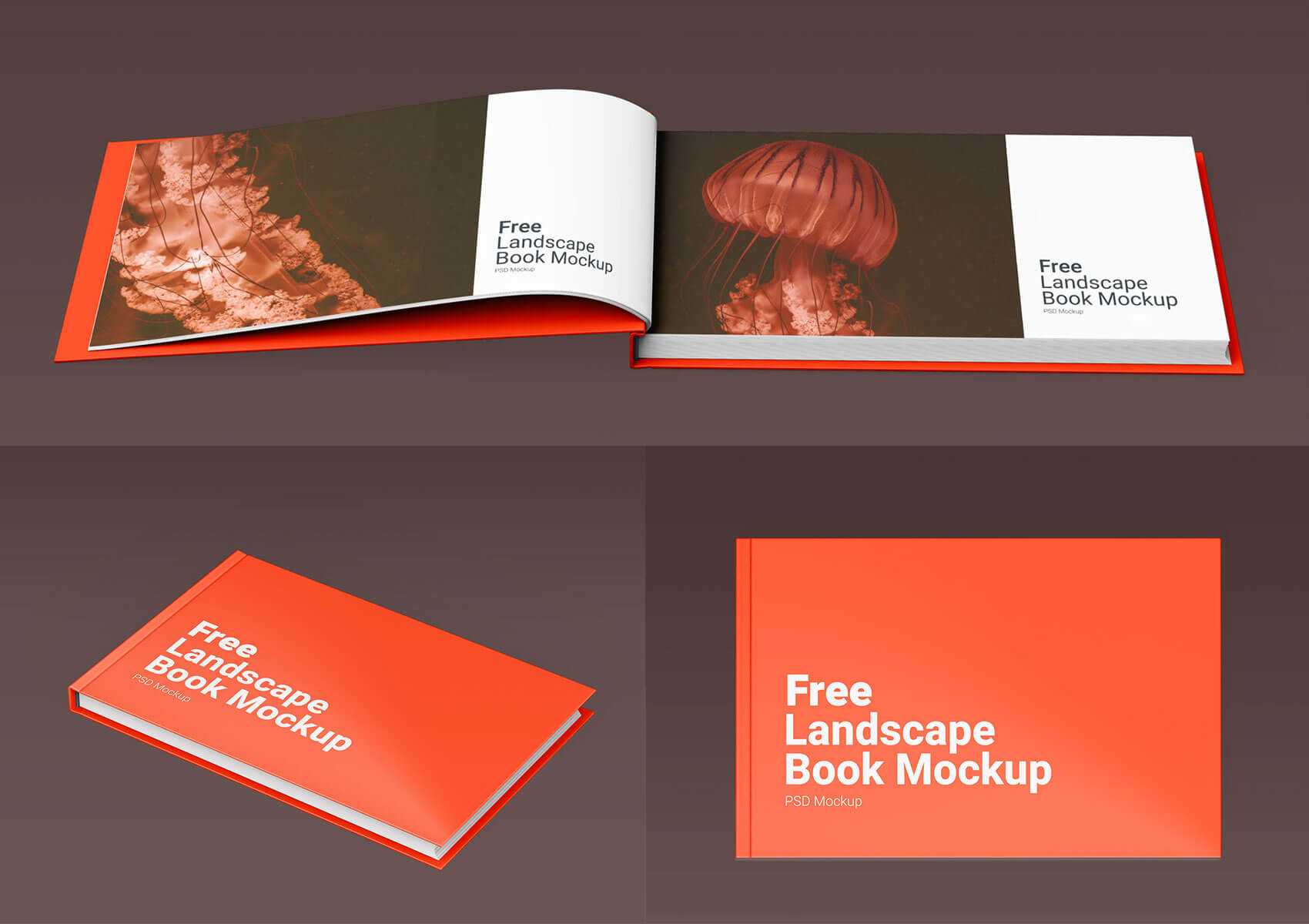 Free PSD Wedding Album Landscape Book Mockups Free PSD Set