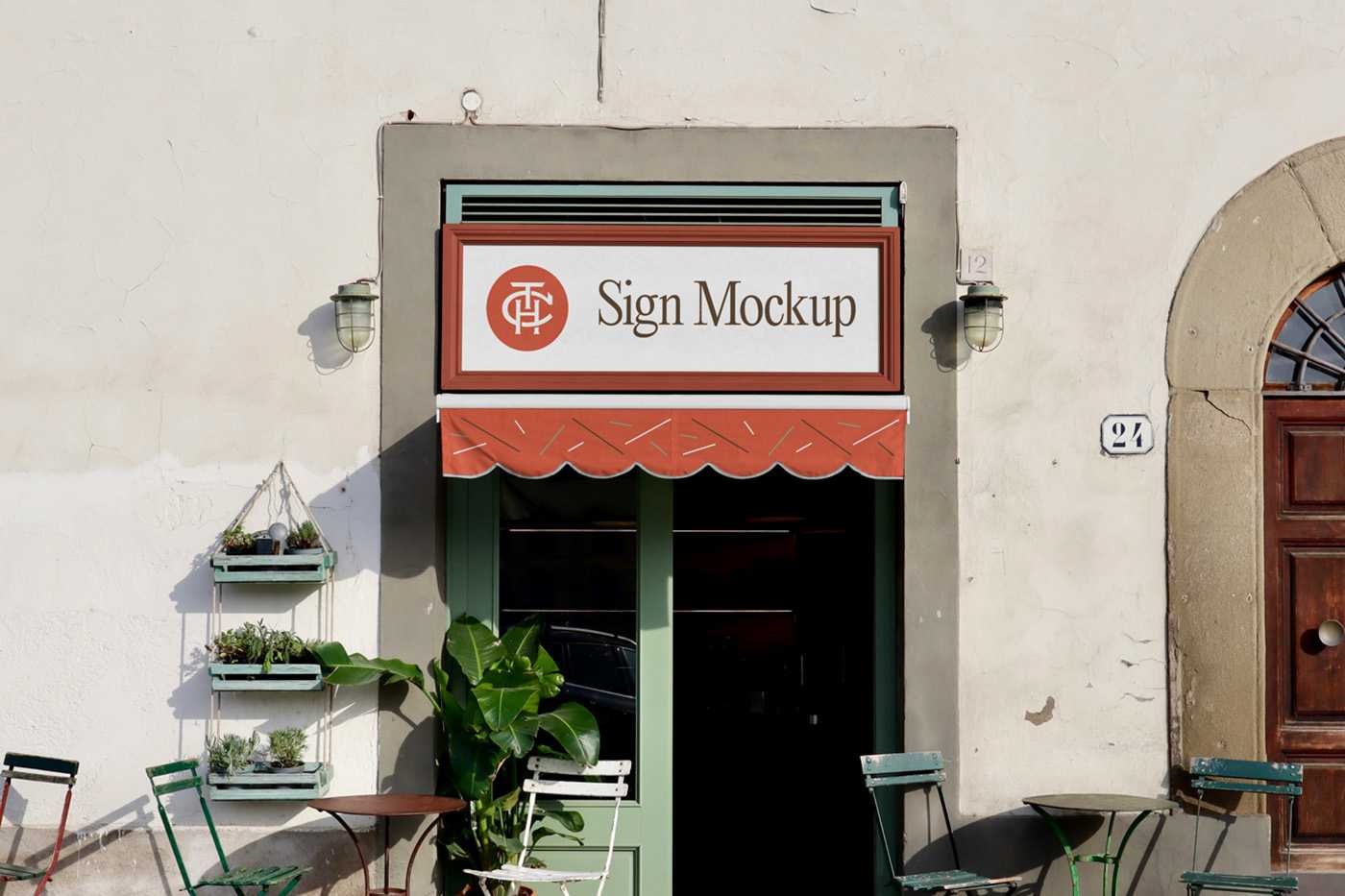Free Ractangle Sign with Frame Mockup
