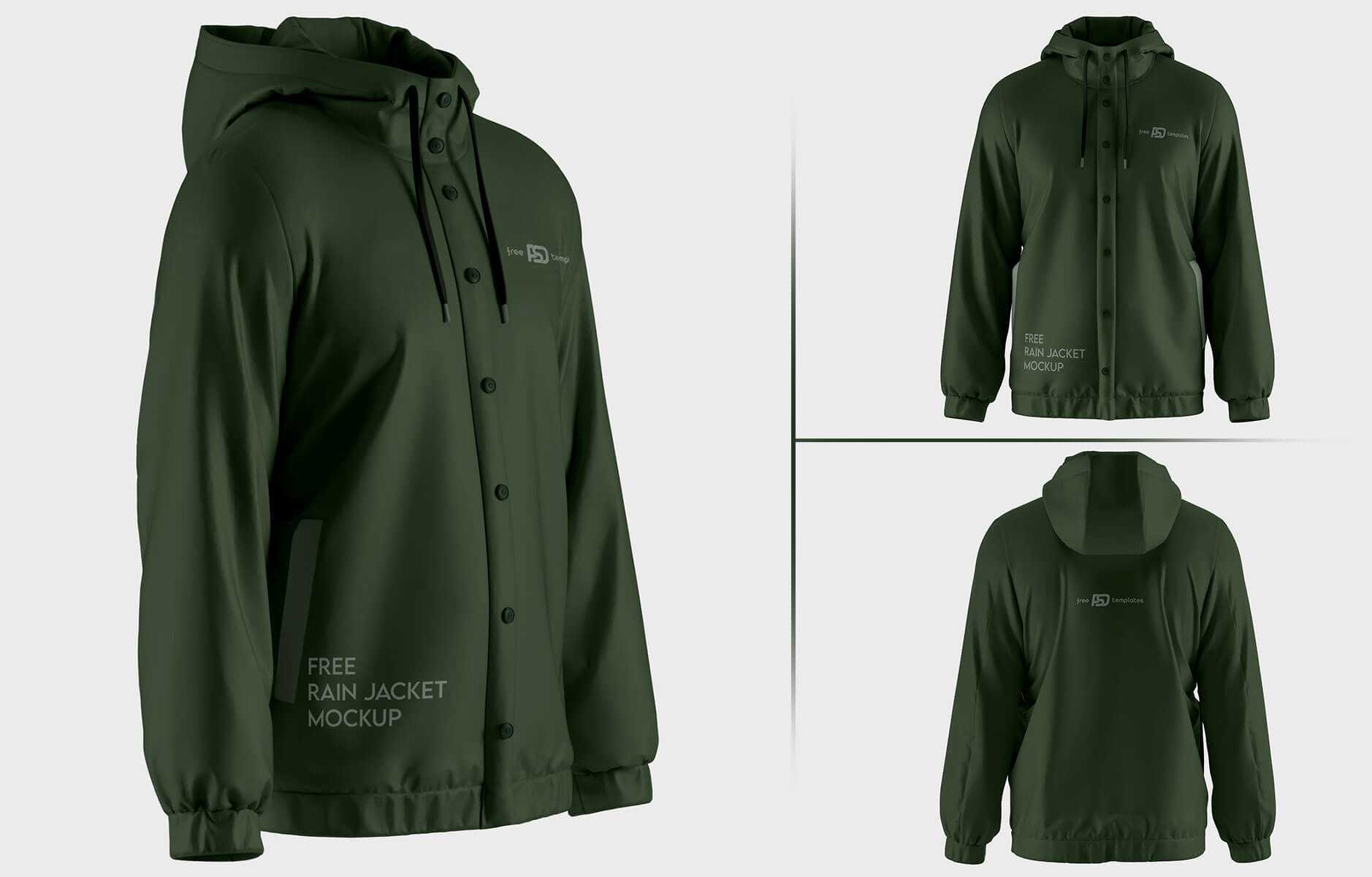 Free Rain Jacket PSD Mockups set