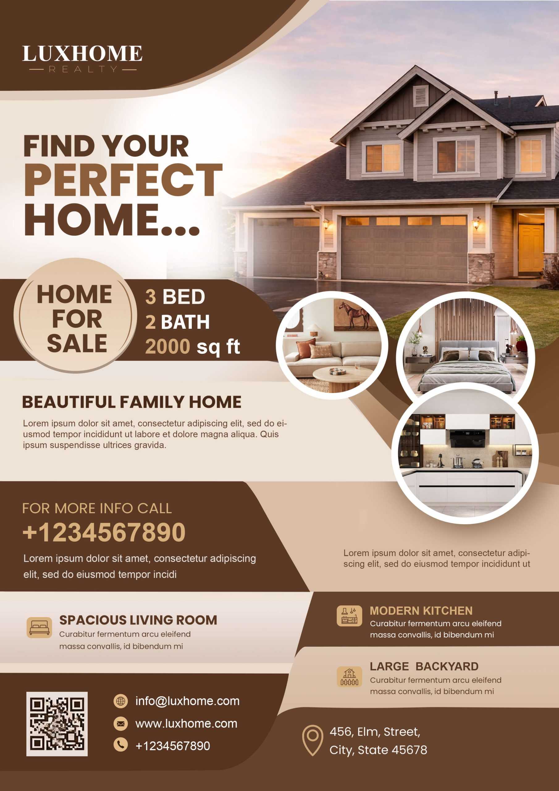 Free Real Estate Home for Sale Flyer PSD Template USA - Editable Property Listing Design