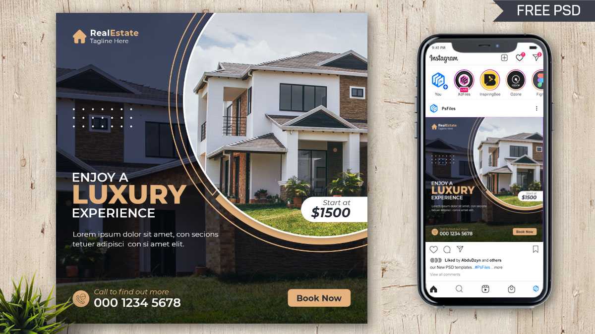 Free Real Estate Social Media Post Design PSD Template