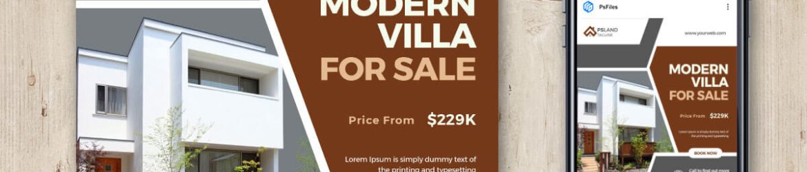 Free Real Estate Villa for Sale Social Media Post Design PSD Template