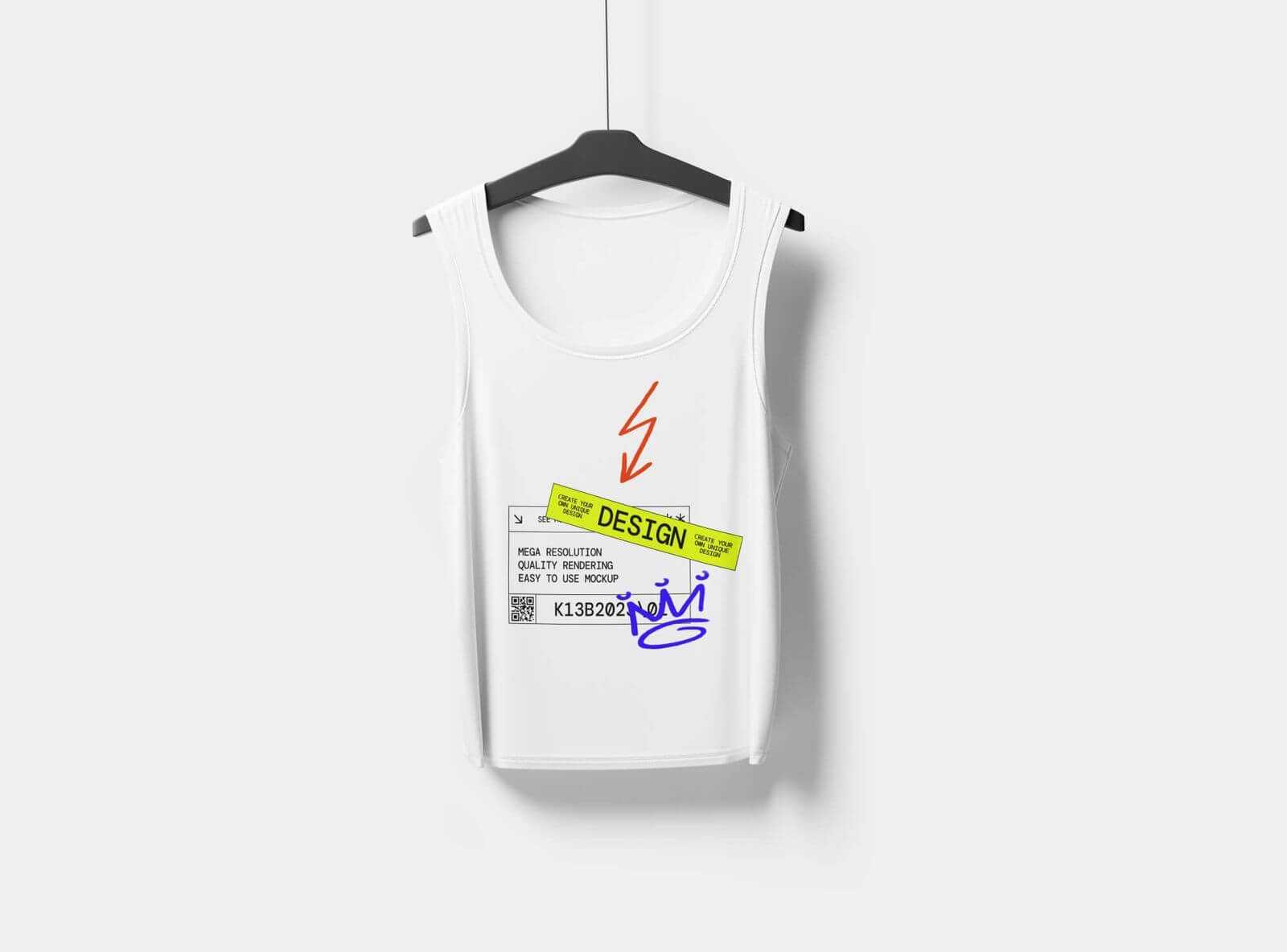 Free Realistic Hanging Sleeveless T-Shirt Mockup PSD