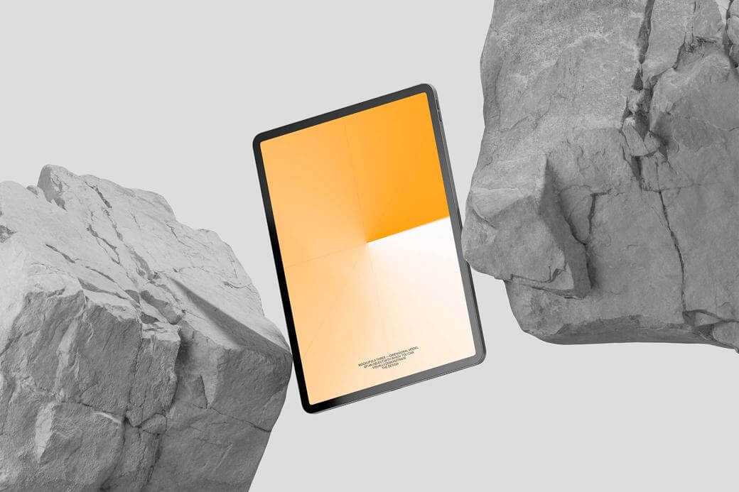 Free Realistic iPad Mockup PSD on Rock PSD
