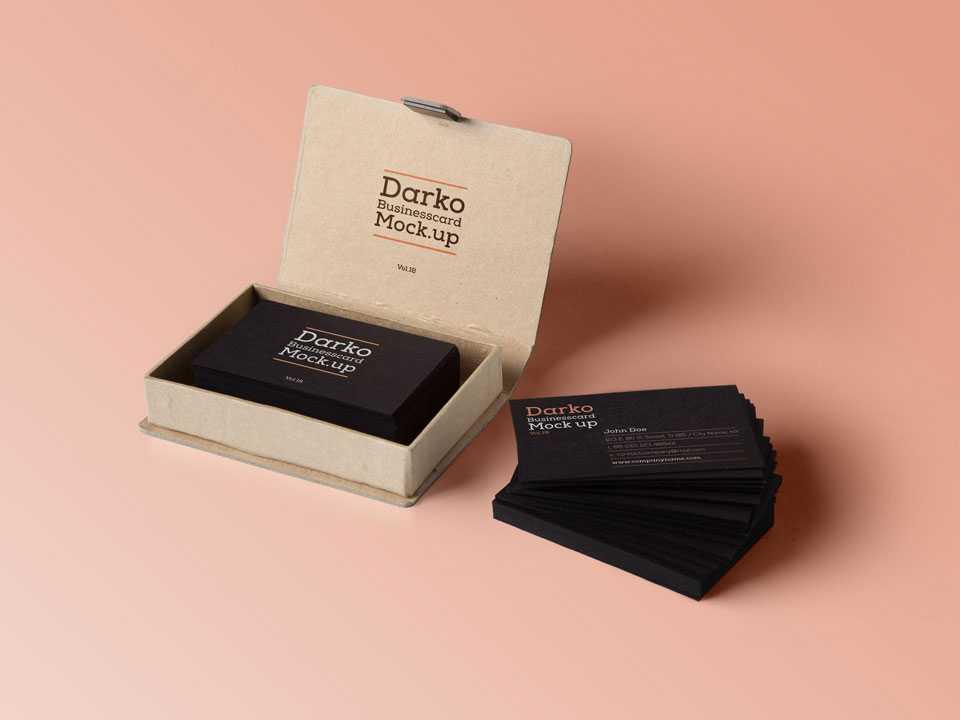 Free Realistic Stacked Business Card with Card Box Mockup - Free Photoshop Files