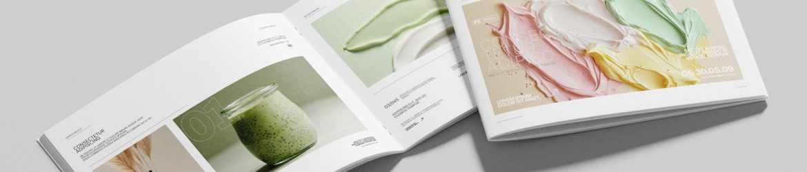 Free Realistic US Letter Landscape Brochure Mockup in Angled View