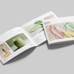 Free Realistic US Letter Landscape Brochure Mockup in Angled View