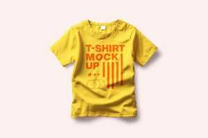 Free Realistic Wrinkled Kids T-Shirt Mockup PSD